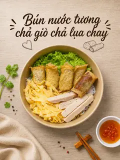 Hình ảnh Bún nước tương chả giò chả chay 