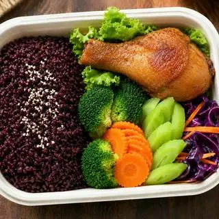 Hình ảnh cơm gạo lức đùi gà chiên