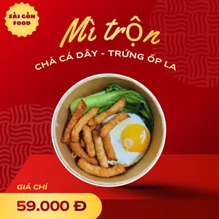 Hình ảnh Mì Trộn - Trứng, Chả Cá Dây
