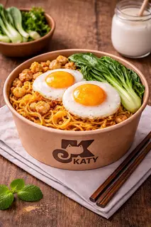 Hình ảnh Mì trộn tóp mỡ 2 trứng lòng đào