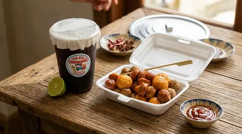 Hình ảnh Combo 1 phần thập cẩm chiên nhỏ + hồng trà