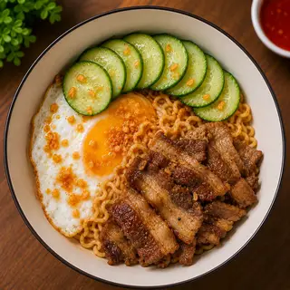 Hình ảnh Mì Sốt Chua Cay Thịt Bò Trứng 