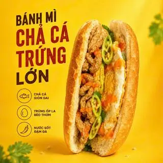 Hình ảnh Bánh Mì Chả Cá Trứng Lớn (Đặc Biệt)