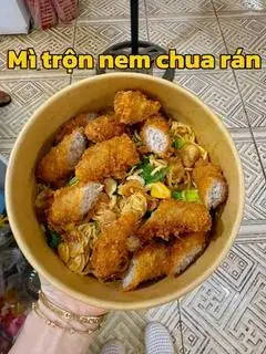 Hình ảnh mỳ trộn nem chua rán