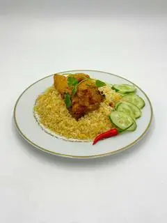 Hình ảnh Combo full topping Cơm gà xối mỡ ( gà , trứng, xúc xích, canh rong biển )