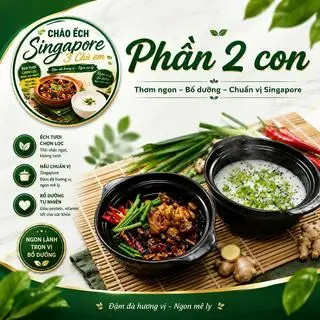 Hình ảnh COMBO PHẦN CHÁO 2 ẾCH+BÔNG CẢI VÀ ĐẬU BẮP 200G+1 LY TRÀ TẮC 1L
