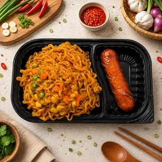 Hình ảnh Mì trộn cay xúc xích 