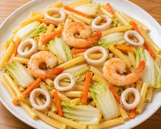 Hình ảnh Nui hải sản áp chảo