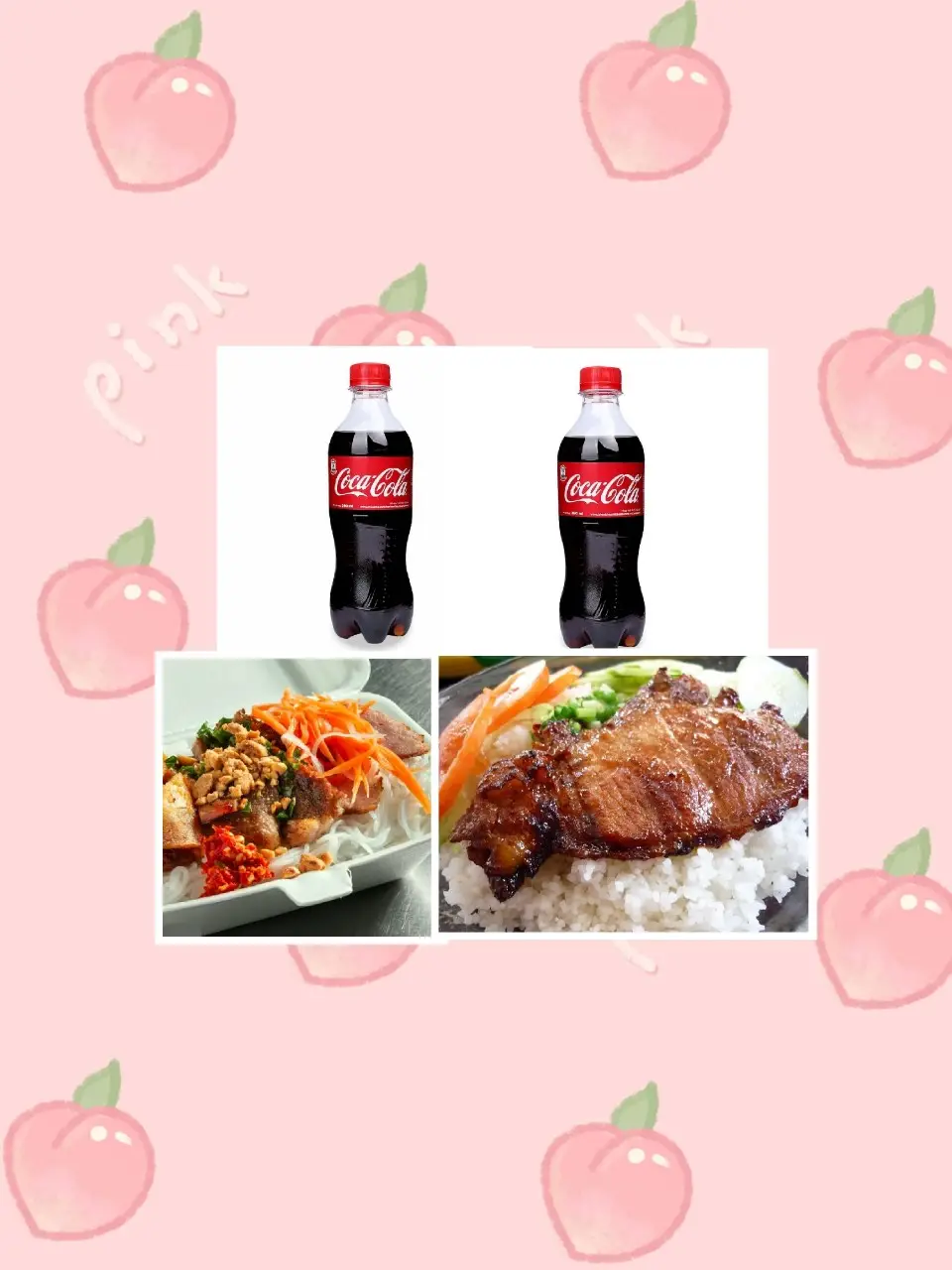 Hình ảnh 01 Cơm Sườn + 01 Bún Thịt Nướng Chả Giò + 02 Coca Cola.
