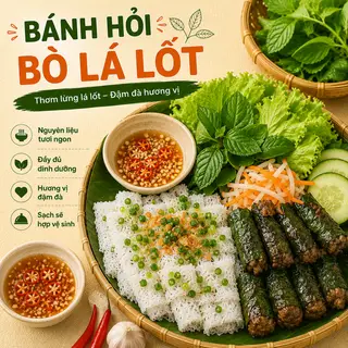 Hình ảnh Bánh hỏi bò lá lốt 