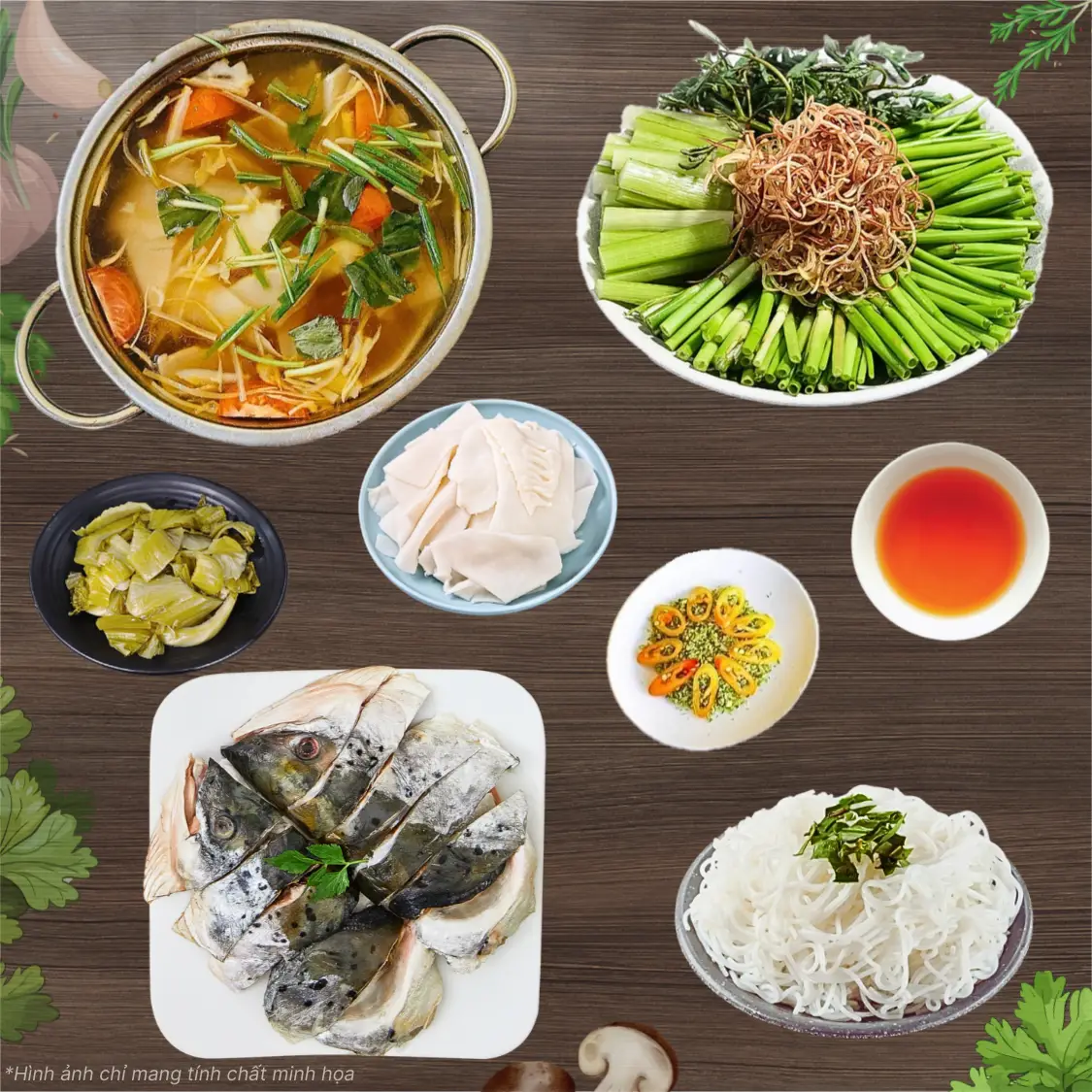 Hình ảnh Lẩu đầu cá hồi nấu măng chua, cải chua