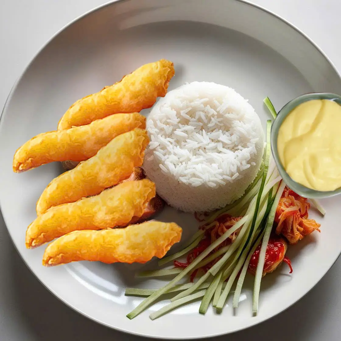 Hình ảnh Cơm 4c tôm giòn sốt pho mai béo- 1 Canh  rong biển 