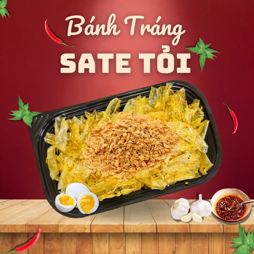 Hình ảnh Bánh Tráng Phơi Sương Trộn Sate Tỏi