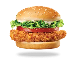 Hình ảnh hamburger gà+ ốp La + phô mai 