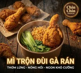 Hình ảnh  [1,5 vắt] Mì trộn sa tế đùi gà rán ( gà tươi )