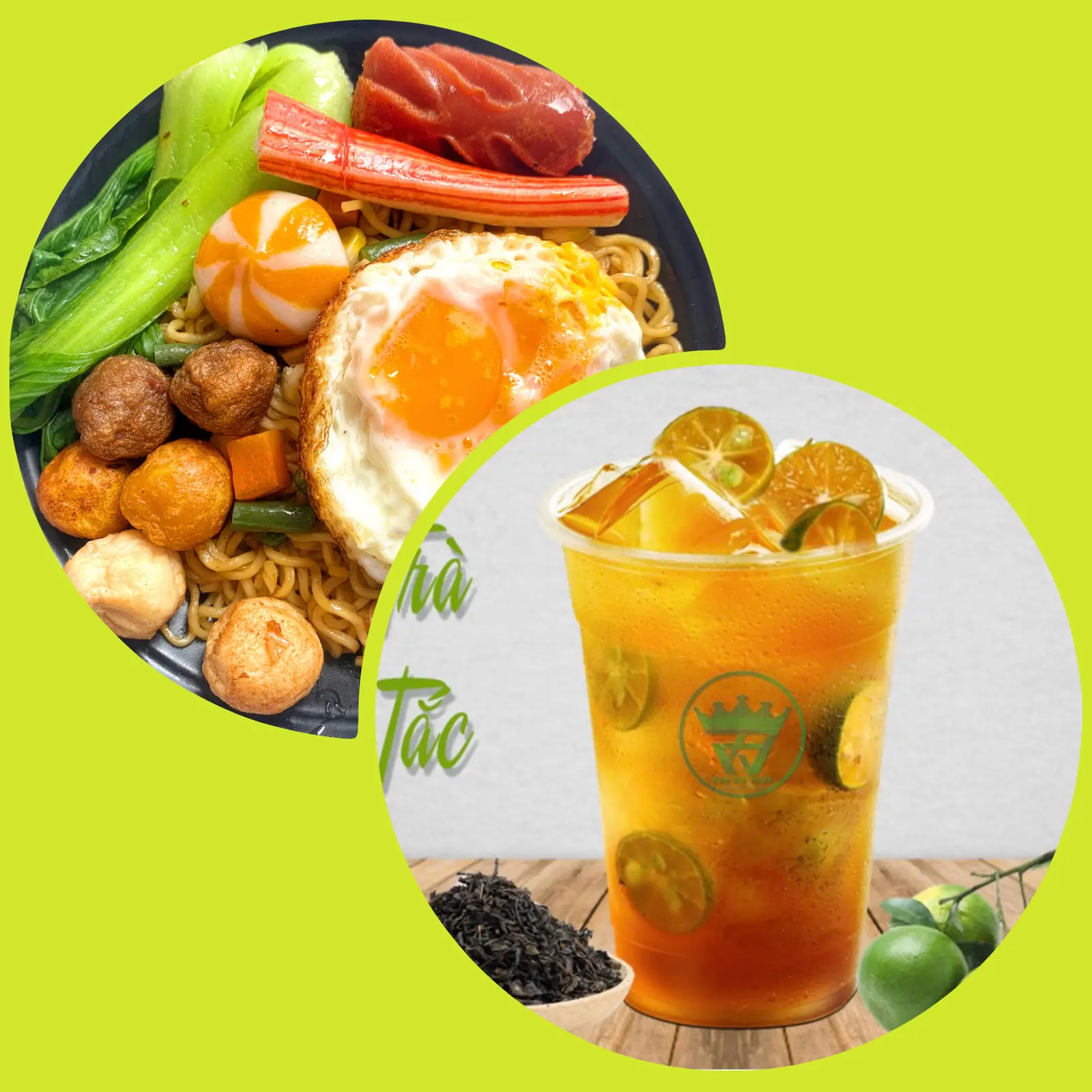 Hình ảnh Combo mì trộn thập cẩm đặc biệt + trà tắc lớn