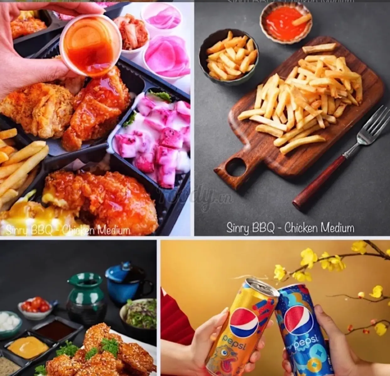 Hình ảnh Combo 1 hộp gà mix 6 vị - nửa con gà sốt ngọt - 1 khoai tây - 2 pepsi