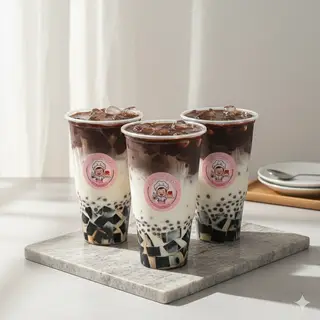Hình ảnh cà phê sữa tươi sương sáo chân châu giòn ly 900ml