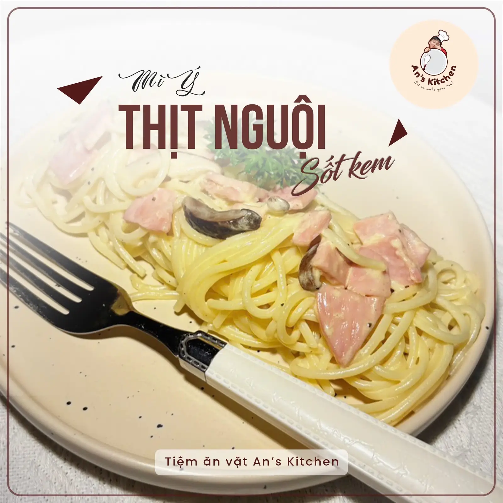 Hình ảnh Mì Ý thịt nguội sốt kem