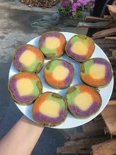 Hình ảnh Bánh Tét Chay 3 Màu Nhân Đậu Xanh 1kg