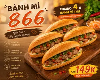 Hình ảnh combo 5 ổ bánh mì thịt 866 siêu ưu đãi