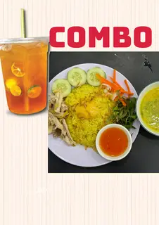Hình ảnh combo cơm gà ta xé- trà tắc 