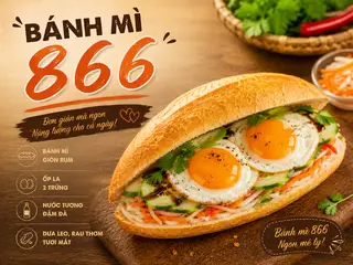 Hình ảnh bánh mì trứng ốp la  ( trứng gà 2 tròng đỏ)