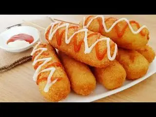 Hình ảnh phô mai hotdog 1 xiên