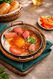 Hình ảnh Bánh mì chảo (Trứng, xúc xích, nước sốt)