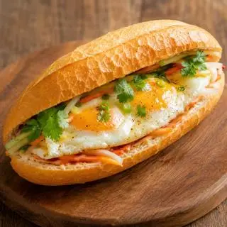 Hình ảnh  bánh mì ốp la 2 trứng