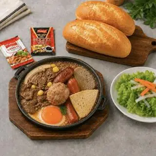 Hình ảnh Bò Né Thập Cẩm Siêu Đặc Biệt  2 Bánh Mì