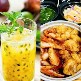 Hình ảnh Cơm gà chua ngọt - heo xíu - nước chanh leo