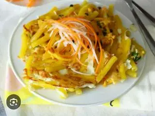 Hình ảnh nui chiên giòn 2 trứng 