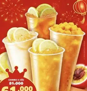 Hình ảnh Combo 4 cốc trà hoa quả best seller