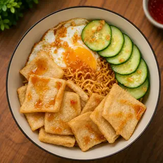 Hình ảnh Mì Sốt Chua Cay Chả Cá Hàn 