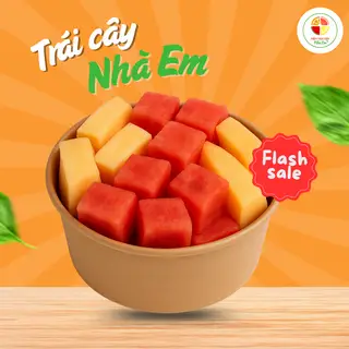 Hình ảnh Trái cây cắt sẵn mix 2 loại Dưa hấu + Dưa lưới hộp 500ml  