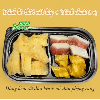 Hình ảnh Bánh bò hấp 2 vị + bánh chuối hấp 2 loại - 300g