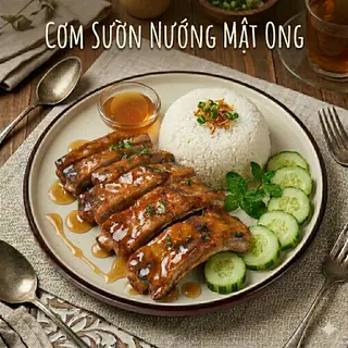 Hình ảnh Cơm Sườn Nướng Sốt Mật Ong