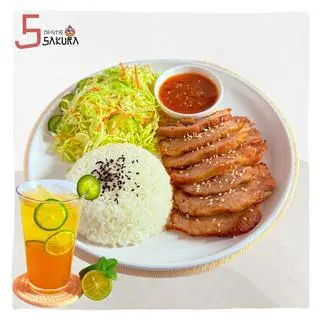 Hình ảnh Cơm Thịt Heo Nướng + Trà Chanh