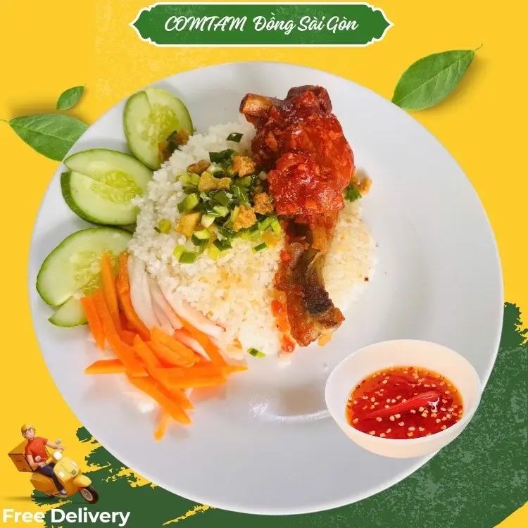 Hình ảnh Cơm Gà Chiên sốt mắm tỏi