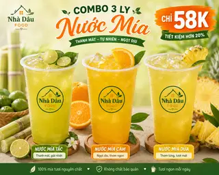Hình ảnh Combo 3Ly Nước mía vị (Tắc, Cam , Dứa)