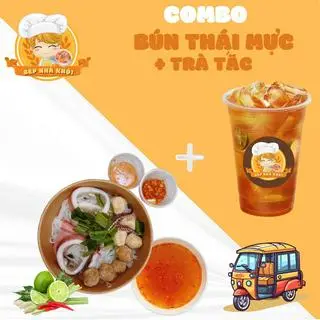 Hình ảnh Combo bún thái Mực + trà tắc