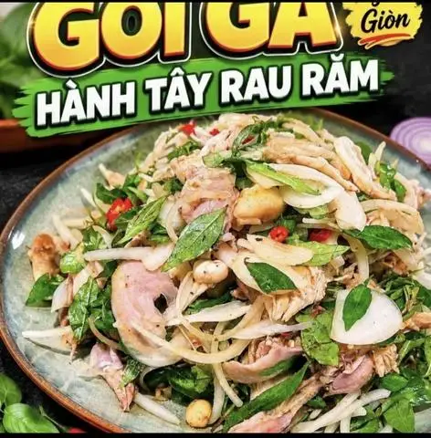 Hình ảnh GỎI GÀ HÀNH TÂY RAU RĂM ( nguyên con )