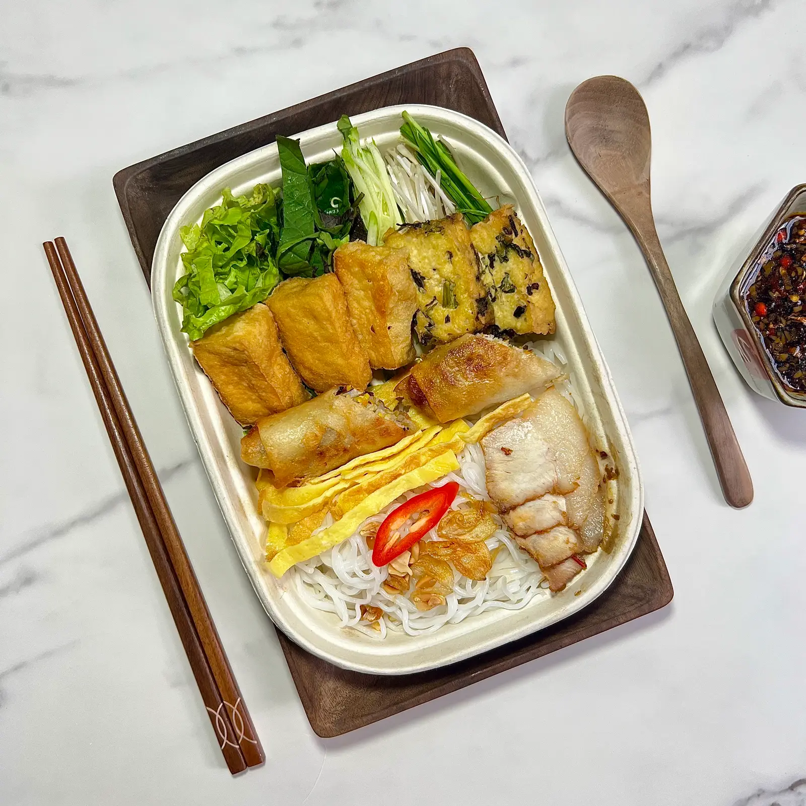 Hình ảnh Bún Nước Tương Mix Tá Lã-tặng sữa đậu nành nhỏ