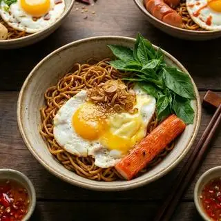 Hình ảnh Mì trộn thanh cua trứng ốp la