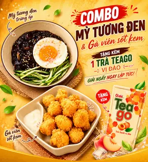 Hình ảnh Mỳ tương đen + Gà viên tặng trà đào Teago