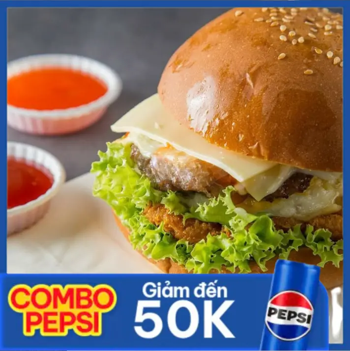 Hình ảnh Combo Burger Đặc Biệt B Phô Mai + 1 Pepsi