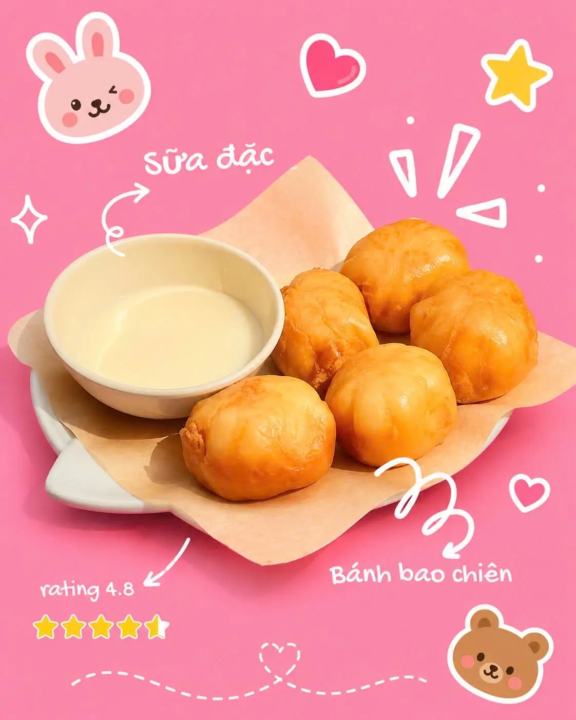 Hình ảnh Bánh bao chiên 4 cái - sữa đặc