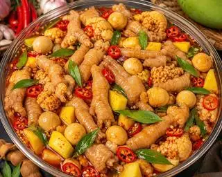 Hình ảnh Chân Gà Mix Trứng Non Ngâm Mắm Me Nhiều Chân
