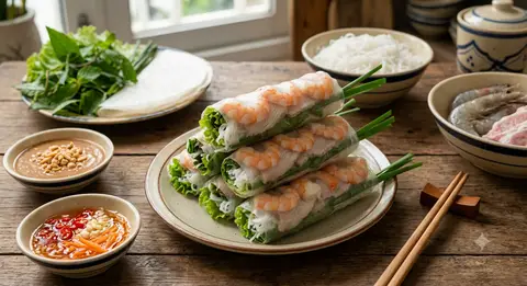 Hình ảnh Combo Mê Ăn Vặt: 5 Gỏi Cuốn Tôm Thịt + 1 Nước Sâm/ Suối